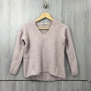 Madewell 100% Merino Wool Ribbed V-Neck Pullover Sweater Women’s Size: XS‎ Pink